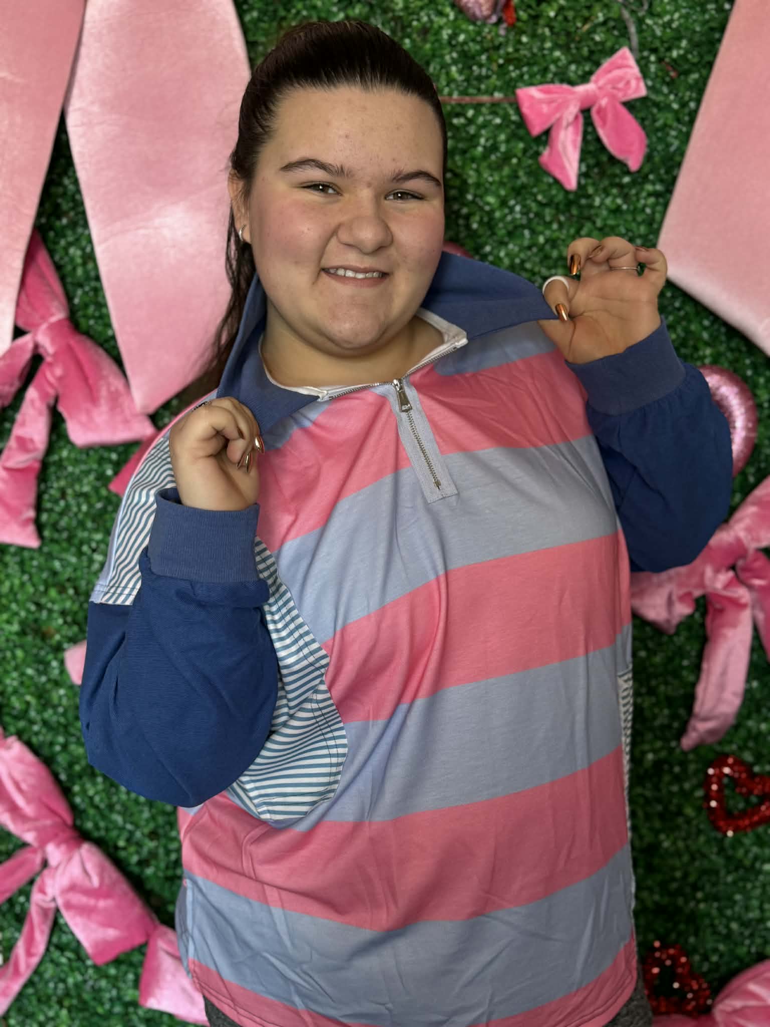 Colorblock Quarter-Zip Pullover