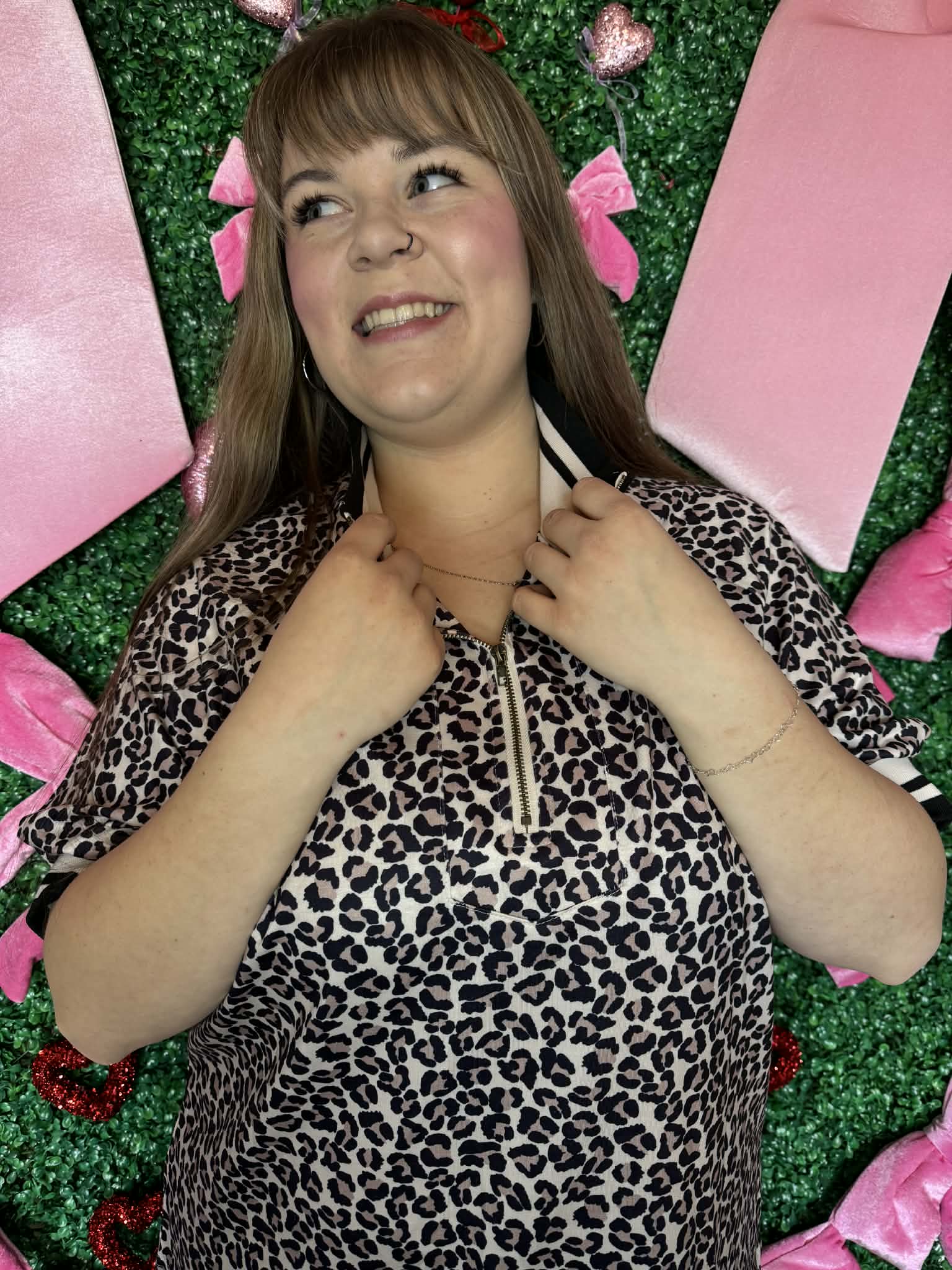 Leopard Print Quarter-Zip Pullover