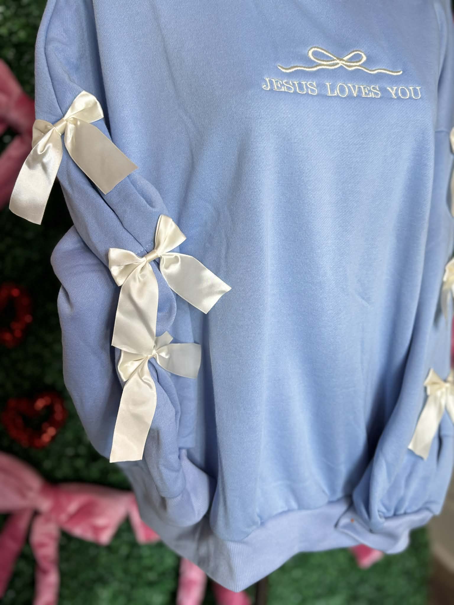Jesus Loves You Bow Sweatshirt