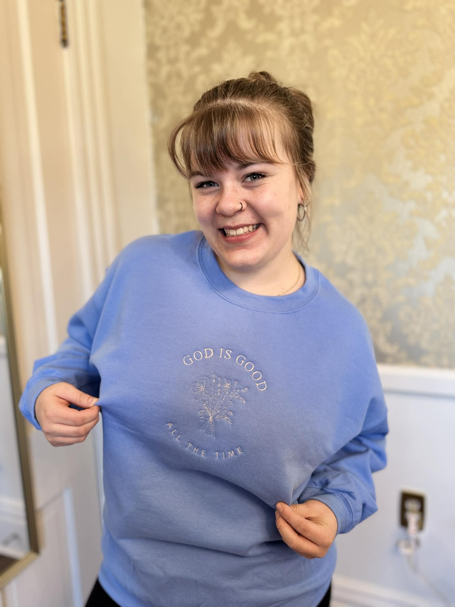 God Is Good All The Time Embroidered Sweatshirt