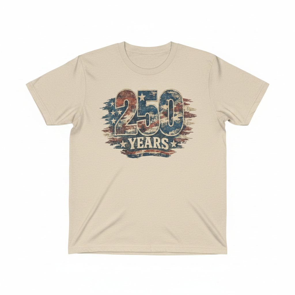 America 250 Years vintage distressed graphic tee in sand heather